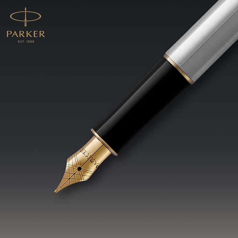 Parker Sonnet Fountain Pen, Stainless Steel with Gold Trim, Medium Nib - Image 3